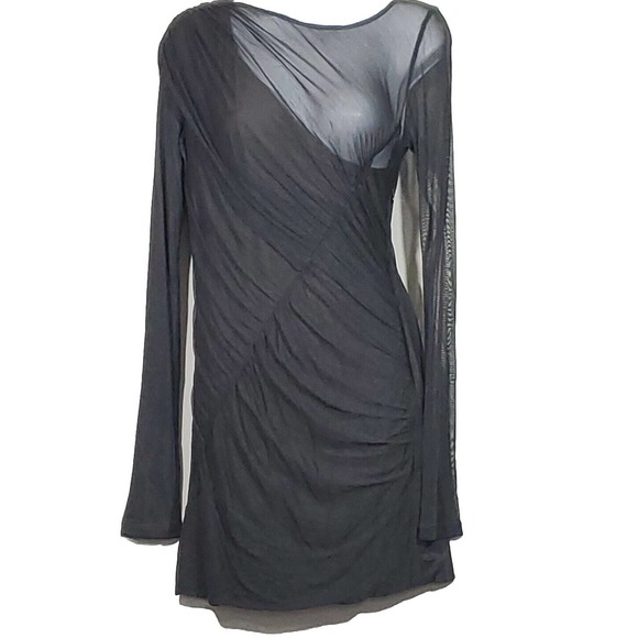 rag & bone Dresses & Skirts - Rag & Bone 6 Sexy Risque Sheer Long Sleeve Ruched Cocktail Evening Party Dress